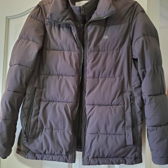 Calvin Klein Insulated Classic Puffer Jacket Ribbed Storm Grey S - Picture 6 of 9